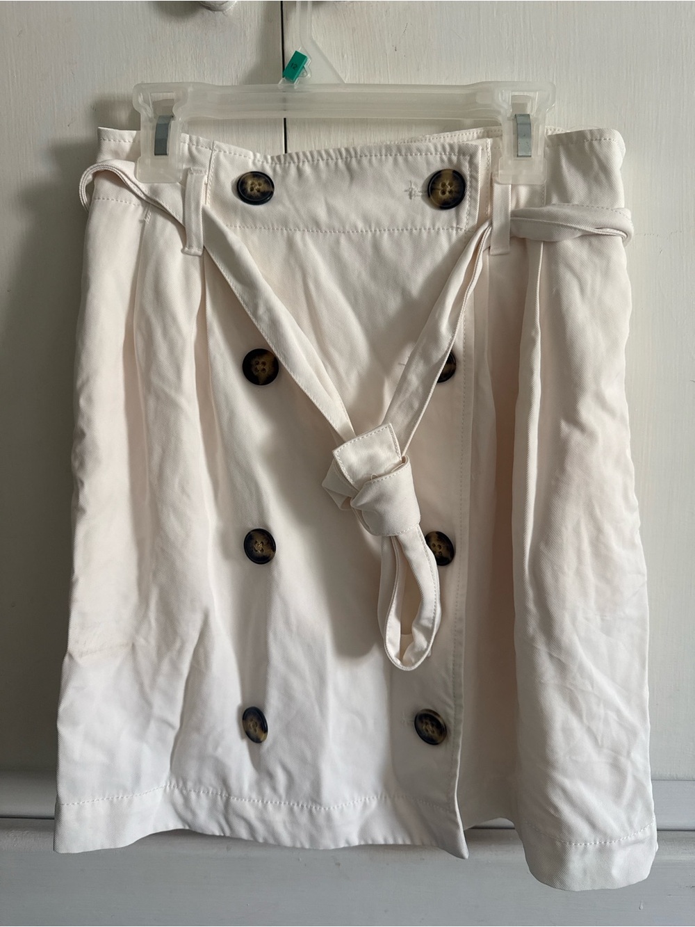 Banana Republic Classic Double-Breasted White Mini Skirt with Belt